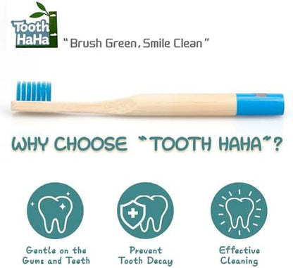 Kids Bamboo Toothbrushes, BPA-Free Soft Bristles, Eco-Friendly Natural Wooden Toddler Toothbrush, 6-Pack Travel Toothbrushes Set for Children