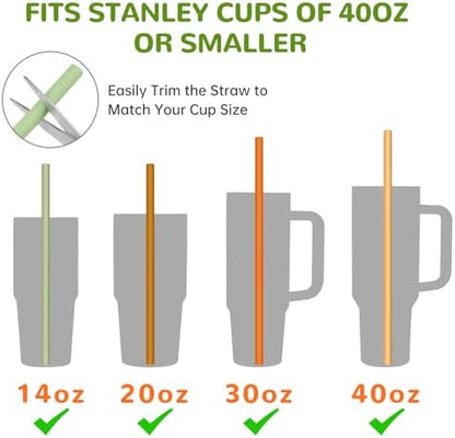 Tomorotec 15-Pack 12.2" Reusable Silicone Drinking Straws for Stanley Tumblers 20oz, 30oz, 40oz with 2 Cleaning Brushes, BPA-Free Food-Grade Flexible Straws for Fall Autumn Thanksgiving Use (Garden)
