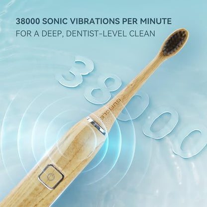 Bamboo Electric Toothbrush for Adults, Soft Bristle