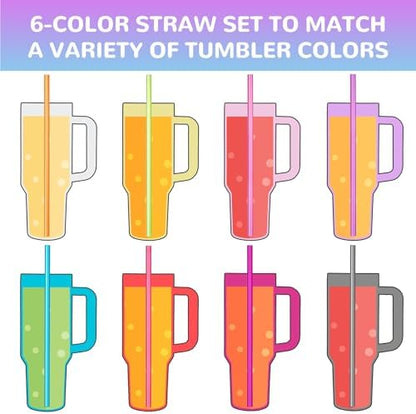 NiHome 12-Pack Plastic Reusable Straws Fit for Stanley 40 30 64 oz Tumbler