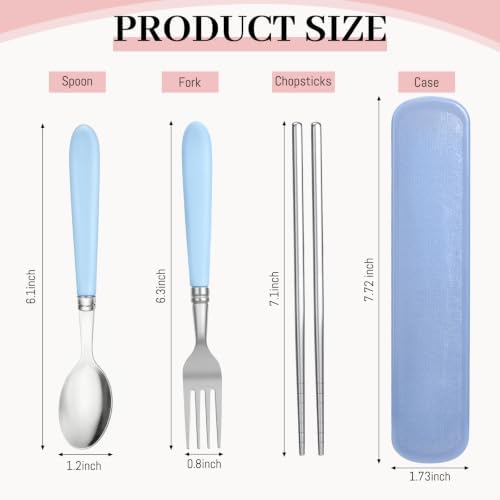 Domensi 3 Sets Portable Travel Utensil Set with Case Stainless Steel