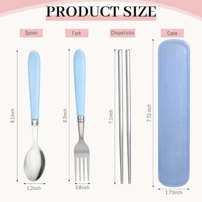 Domensi 3 Sets Portable Travel Utensil Set with Case Stainless Steel