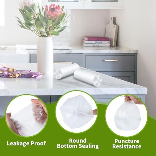 4 Gallon Clear Small Trash Bags Bathroom –Strong Leak-Resistant - 150 Ct