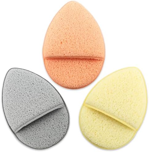 Reusable Face Scrubber Sponges – 3-Pack Gentle Exfoliating Makeup Remover Pads for Face Wash & Daily Skincare (Orange, Yellow, Gray)