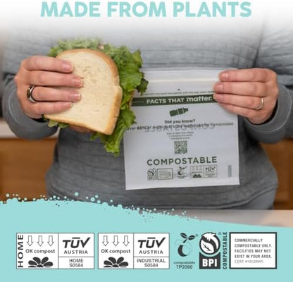 Matter Compostable Sandwich Bags, Resealable, 200 Count, Made From Plants