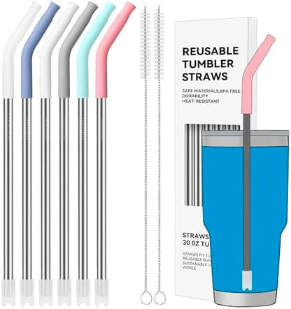 30 oz Straight Metal Straws with Silicone Tip for 30 oz Tumbler