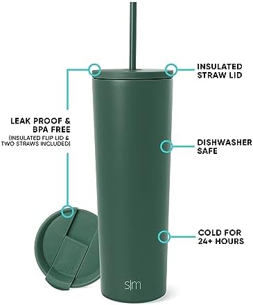 Simple Modern Iced Coffee Tumbler, Insulated | 28oz | Green
