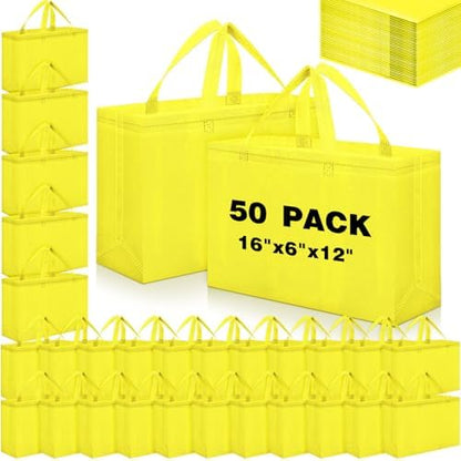 Windyun Reusable Grocery Bags Large Non Woven Shopping Bags with Handles Foldable Portable Tote, 16x6x12 Inch