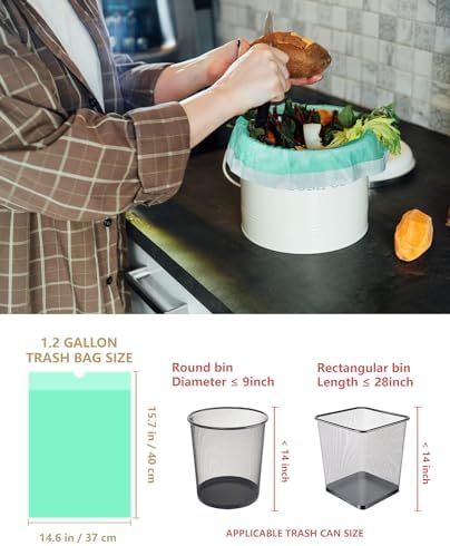 Small Compost Bags 1.2 Gallon 125 Count, AYOTEE Drawstring Mini Trash Bag, Strong Compostable Trash Bags Small Bathroom Trash Bags for Home Kitchen Office Fit 4.5-5 Liter Trash Can, 1-1.5 Gal