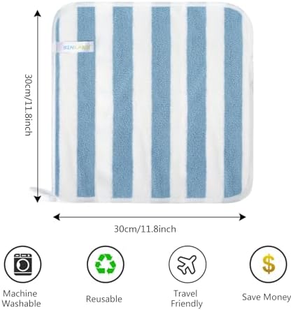 Microfiber Facial Cloths Fast Drying Washcloth 12x12inch Stripes 6 pack