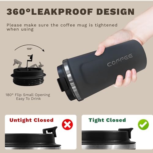 SPLMIFA Travel Coffee Mugs Leak-Proof, Reusable Coffee Cups with Lids, Stainless Steel Vacuum Insulated Coffee Tumblers, Thermal Insulation Cups for Men and Women Hot & Cold Drinks(2nd-Blue, 17OZ)