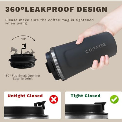 SPLMIFA Travel Coffee Mugs Leak-Proof, Reusable Coffee Cups with Lids, Stainless Steel Vacuum Insulated Coffee Tumblers, Thermal Insulation Cups for Men and Women Hot & Cold Drinks(2nd-Blue, 17OZ)