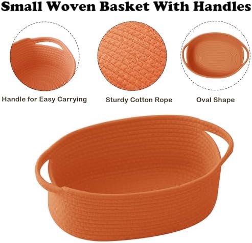 Woven Rope Basket - Baby Gift Basket with Bag & Ribbon, Orange
