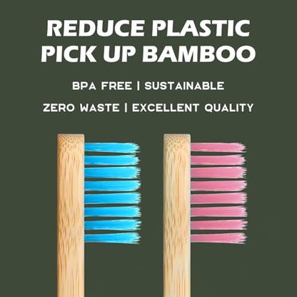 Isshah Kids Bamboo Toothbrushes Biodegradable Handle BPA Free Eco Friendly Children Size, Pack of 4