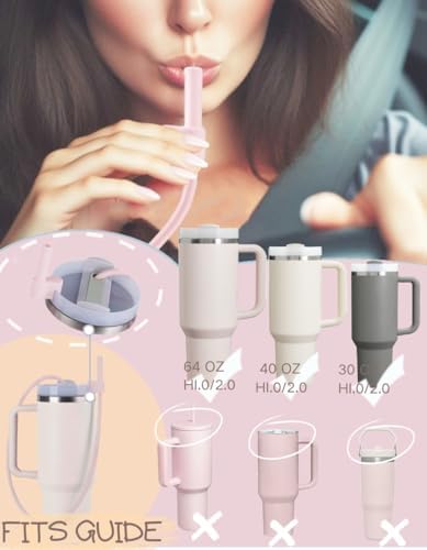 Extendable Long Straws for Stanley Cup, 2 Pack 35" Reusable Silicone Straws- CPC Certified, Fits 40 oz Tumbler And Large Water Bottle, Soft & Flexible Straw Accessories Gift Idea