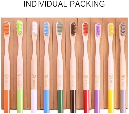 10 Pack Soft Bristles Bamboo Toothbrushes, Plastic Free Toothbrush