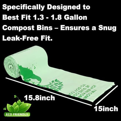 Handle Tie Compostable Food Scrap Bags For Counter Top Compost Bin, Small Compost Bags, 100 Count, 10 Liter Small Kitchen Food Scrap Waste Bags for Compost