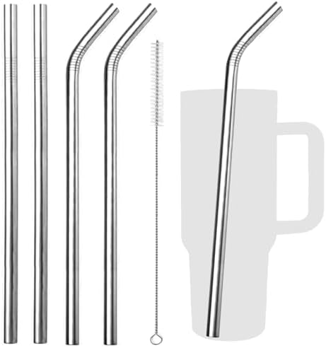 VEHHE 4 Pack 12.5-inchs Long Reusable Straws, Stainless Steel Straws