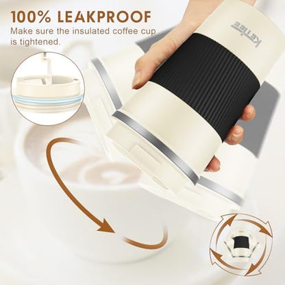 KETIEE 12oz Travel Mug: Vacuum Insulated Coffee Cup with Leakproof Lid