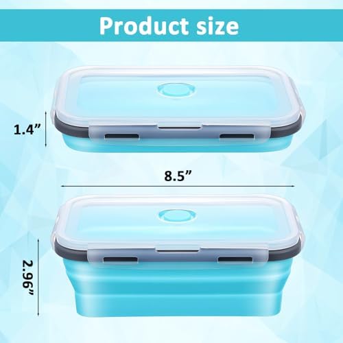 4 Pack 40oz Collapsible Food Storage Containers Marinating Container with Lid Foldable Silicone Kitchen Bowls Microwave Freezer Dishwasher Safe, Blue