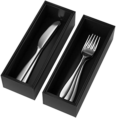 Lixple Bamboo Kitchen Drawer Organizer, 2 Pack, 9" x 3" x 2", Black