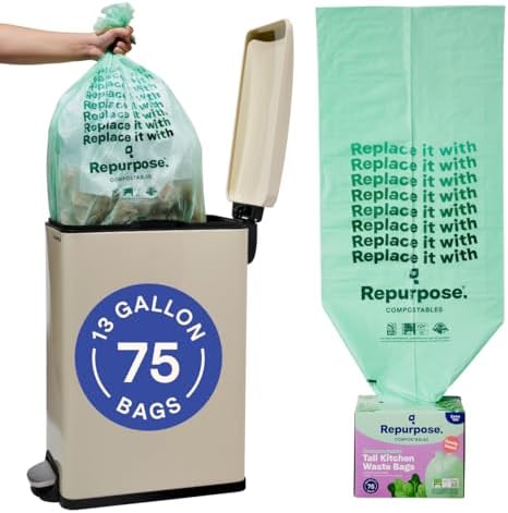 Repurpose 13 Gallon Compostable Kitchen Trash Bags, 75ct