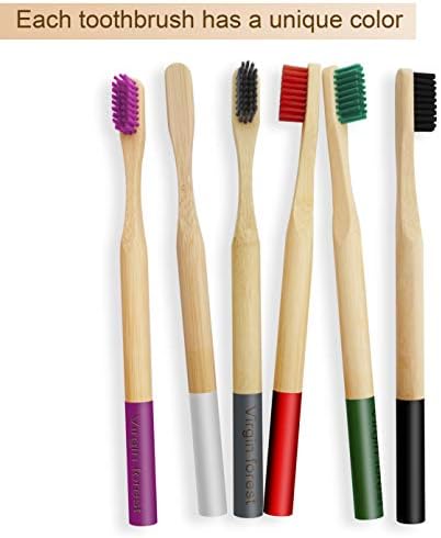 Virgin Forest Bamboo Toothbrushes 6pk, Soft BPA Free Travel Set