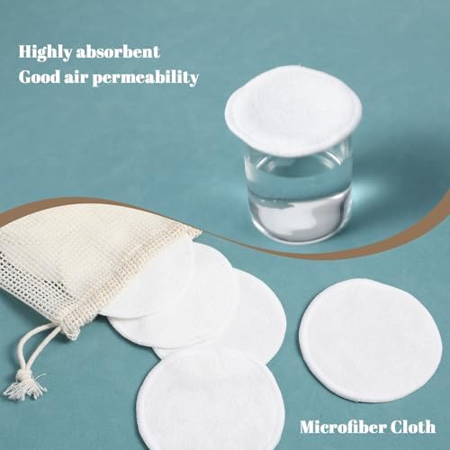 Grevosea 20 Pcs Reusable Cotton Rounds for Face, Makeup Remover Pads Reusable Cotton Face Pads with a Mesh Washable Laundry Bag for Makeup Removal Facial Cleansing Skincare Travel Essentials