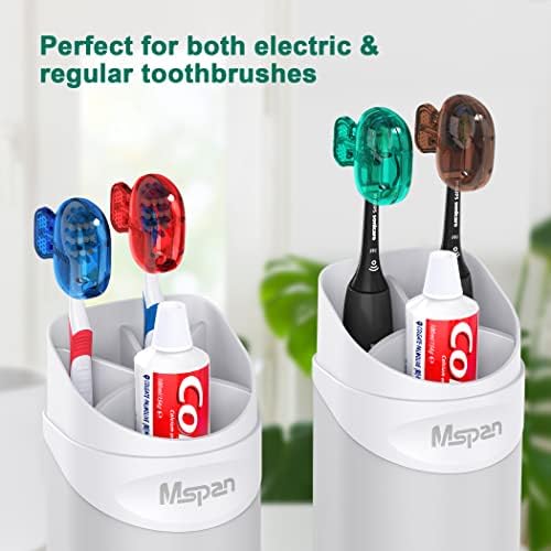 Mspan Toothbrush Head Cover Cap: Tooth Brush Protector Cute Plastic Clip Pod Compatible with Standard & Electric Toothbrush - Travel Case for Traveling & Home - 4 Packs