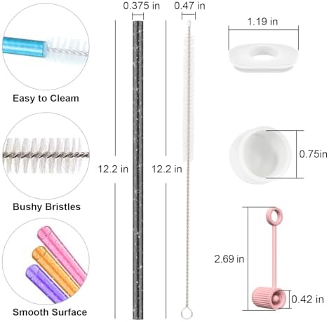 6 PCS Replacement Straws for Stanley|Owala|Simple Modern 40oz 30oz Tumbler, Reusable Color Drinking Straws with Cleaning Brush for Stanley Cup Accessorie，BPA Free, Dishwasher Safe