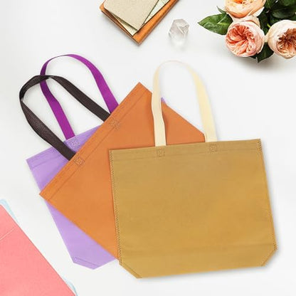 36 Pack Non-Woven Tote Bags, 18 Assorted Colors (2 per Color), Reusable Grocery Bags for Shopping, Crafts, Events, Bulk