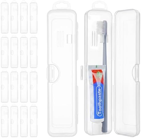 Travel Toothbrush Holder, Transparent (20-Pack)
