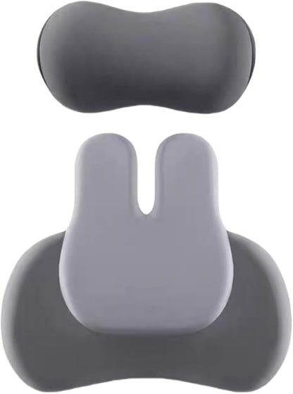 Cute Bunny Car Seat Cushion Set - Lumbar Support Pillow & Neck Pillow for Women Drivers, Ergonomic Back Comfort for Long Drives, Adorable Rabbit Design Car Accessories (Gray)