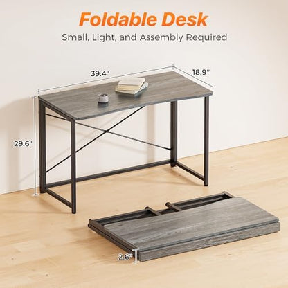 Huuger Folding Desk for Small Spaces, 39.4 Inch Foldable Computer Table