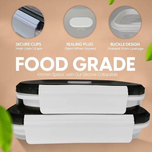 A MILLI Collapsible Food Storage Containers with Lids, 2 Pack Large Silicone Bowls 27oz & 40oz, Leakproof Airtight Foldable Lunch Box, BPA Free Microwave Freezer Dishwasher Safe, Camping RV Meal Prep