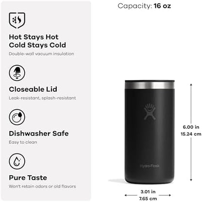 Hydro Flask Travel Coffee Cup – Insulated Stainless Steel, Non-Spill, Leak Proof To-Go Tumbler 16 Oz Shale Gray