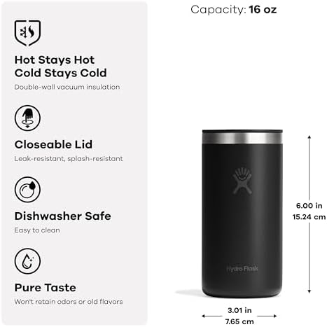 Hydro Flask Travel Coffee Cup – Insulated Stainless Steel, Non-Spill, Leak Proof To-Go Tumbler 16 Oz Oat Tan