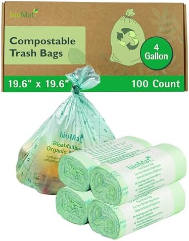 bioMat 4 Gallon Compostable Food Scrap Bags, 100 Count