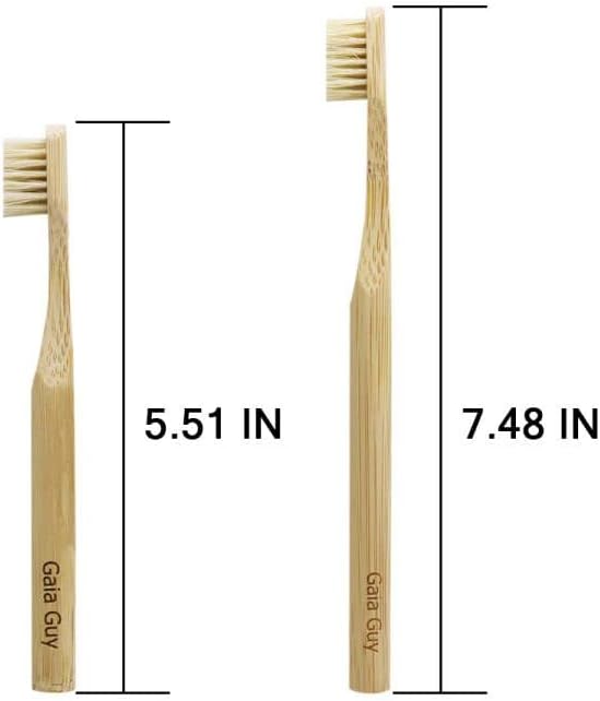 Gaia Guy Natural Bristle Bamboo Toothbrush Family Pack (NO Nylon - Boar Hair ONLY) - Totally Compostable & Biodegradable Boar Bristle and Bamboo Toothbrushes - Zero Waste - 4 Kids and 4 Adults