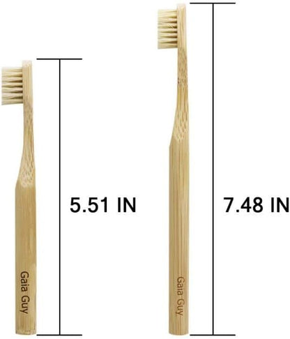 Gaia Guy Natural Bristle Bamboo Toothbrush Family Pack (NO Nylon - Boar Hair ONLY) - Totally Compostable & Biodegradable Boar Bristle and Bamboo Toothbrushes - Zero Waste - 4 Kids and 4 Adults