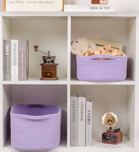 CubesLand Cute and Durable Small Cotton Rope Basket for Organizing