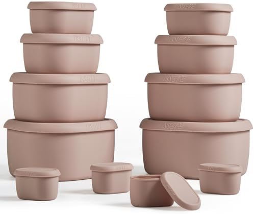 ISSEVE 12Pcs/Set Nesting Silicone Food Storage Containers with Lids