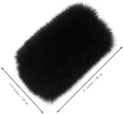 Armrest Cover for Car, Auto Center Console Pad Furry Sheepskin Wool Car Armrest Seat Box Cover Protector Universal Fit (Black)