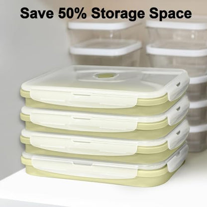 Collapsible Food Storage Containers with Airtight Lid 40.5oz 4 Pack