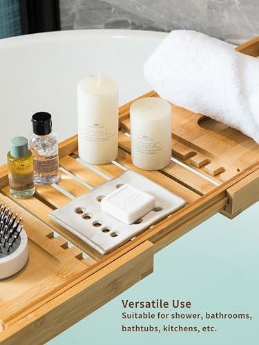 Soap Dish with Drainage, Bar Soap Holder for Bathroom, Hold 2 Bars