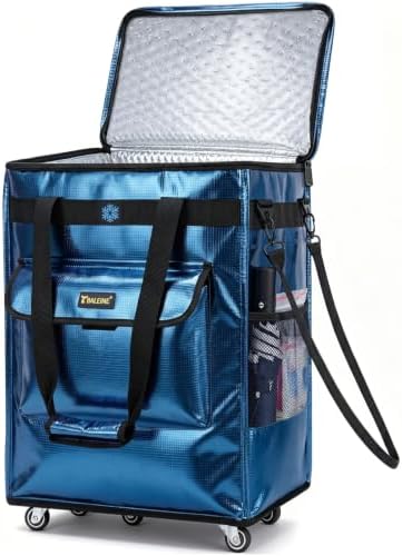 BALEINE Reusable Grocery Bag on Wheels, Foldable Rolling Tote Bag