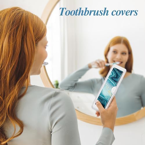 Toothbrush Travel Case - Colorful Pattern, Holder and Covers for Toothbrushes, Includes Tongue Scraper Case