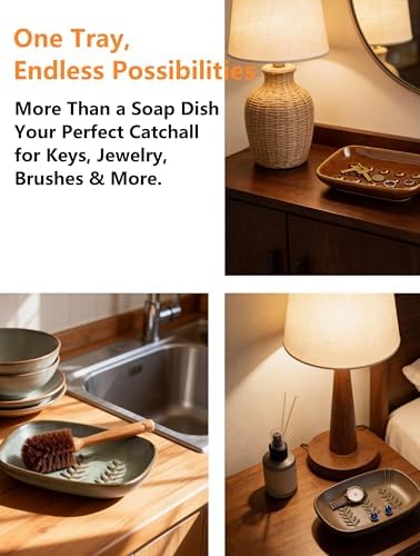 Miamolo Soap Dish for Shower, Soap Holder with Raised Pattern Keep Soap Dry