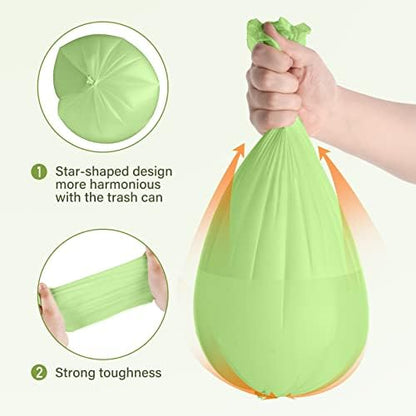 Compostable Trash Bags 2.6 Gallon 100 Counts Compost Small Garbage Bag for Kitchen Bathroom BPI Certified, Green
