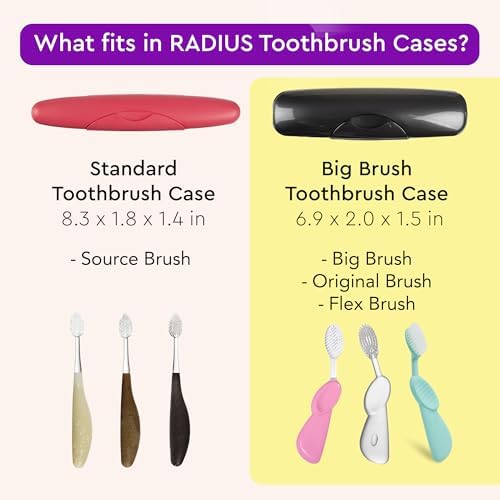RADIUS Toothbrush Travel Case for Big Brush/Original/Scuba Brushes, BPA-Free Recycled Plastic, Portable for Bathroom, School, Home, Camping - Pastel Pink (Pack of 2)